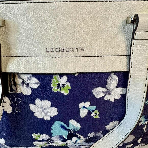 Liz Clairborne PVC Blue Floral Purse EUC - Picture 2 of 11
